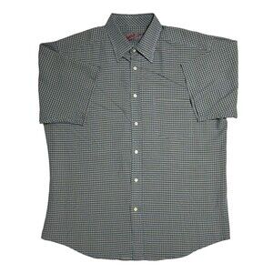 Bugatchi Uomo Casual Button Up Shirt Men's XL Blue Multi Window Pane Plaid Modal